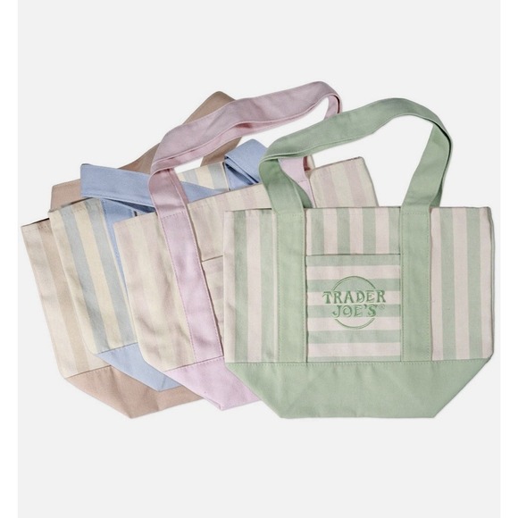 Trader Joe'S Handbags - Trader Joe's Mini Pastel Stripe Canvas Tote Bag Limited Edition 2026 (Set Of 4)